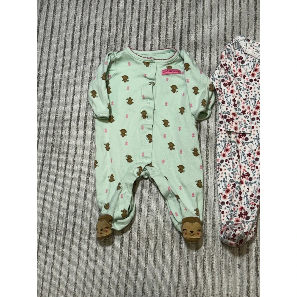 Baby‎ Girl Sleeper Bundle 0-3M Carter's Laura Ashley Footed Pajamas 2 Pc